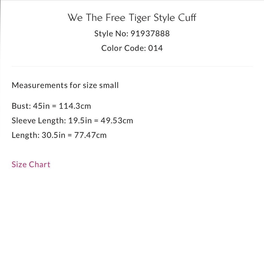 Free People We the Free Tiger Style Cuff Top Tea Combo NWOT - Picture 5 of 6
